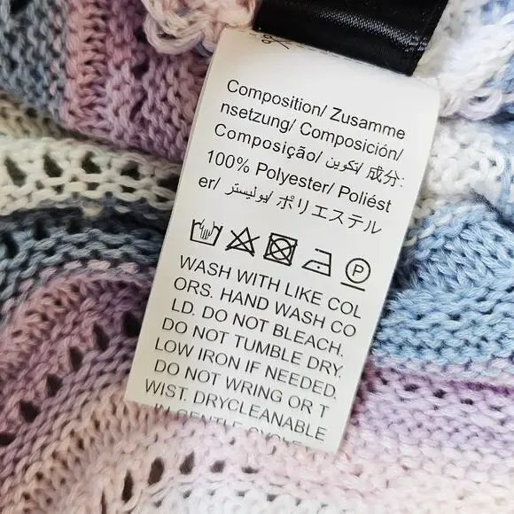 Pastel Wave Open Knit Sweater Large Cottage Y2K Soft Girl Lightweight Coquette - Picture 9 of 12